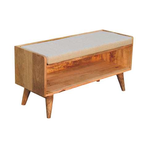 Nordic Style Shoe Storage Bench with Oak-ish Finish and Mud Linen