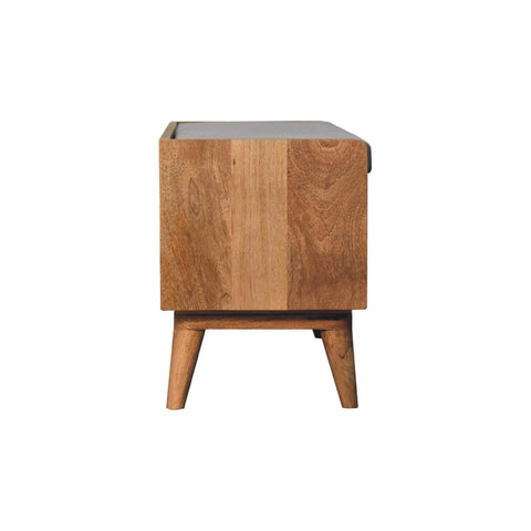 Nordic Style Shoe Storage Bench with Oak-ish Finish and Mud Linen