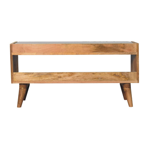 Nordic Style Shoe Storage Bench with Oak-ish Finish and Mud Linen