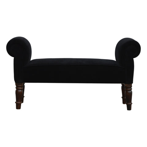 Stylish Hallway Bench with Cotton Velvet Fabric and Turned Legs