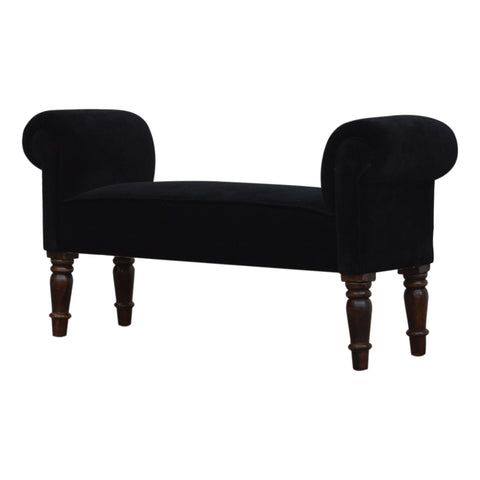 Stylish Hallway Bench with Cotton Velvet Fabric and Turned Legs