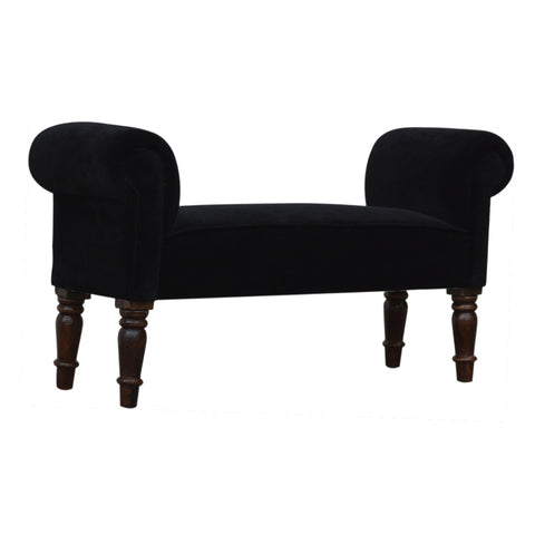 Stylish Hallway Bench with Cotton Velvet Fabric and Turned Legs
