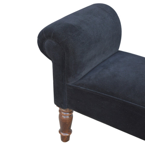 Stylish Hallway Bench with Cotton Velvet Fabric and Turned Legs