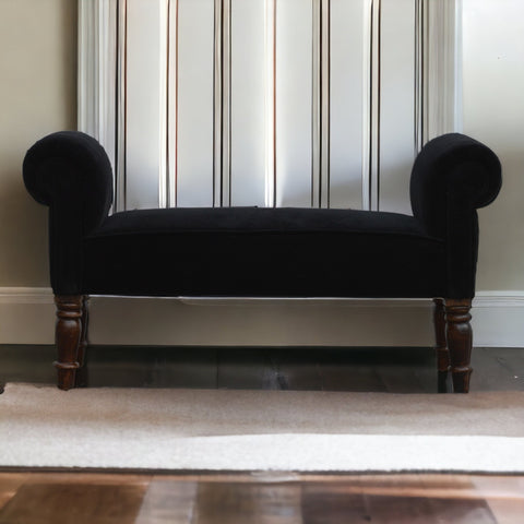 Stylish Hallway Bench with Cotton Velvet Fabric and Turned Legs