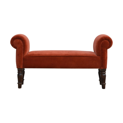 Stylish Hallway Bench with Cotton Velvet Fabric and Turned Legs