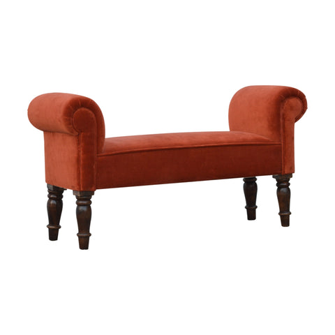 Stylish Hallway Bench with Cotton Velvet Fabric and Turned Legs