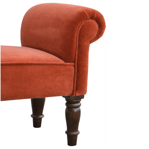 Stylish Hallway Bench with Cotton Velvet Fabric and Turned Legs