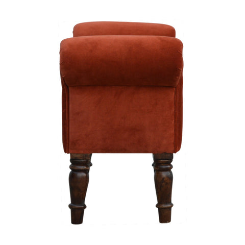 Stylish Hallway Bench with Cotton Velvet Fabric and Turned Legs