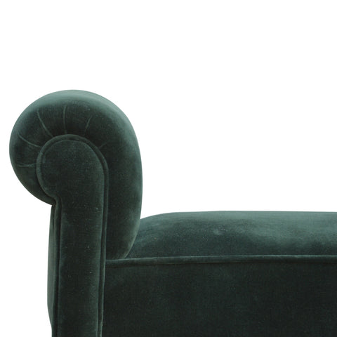 Elegant Velvet Hallway Bench with Cotton Velvet Fabric and Turned Legs in Emerald Green