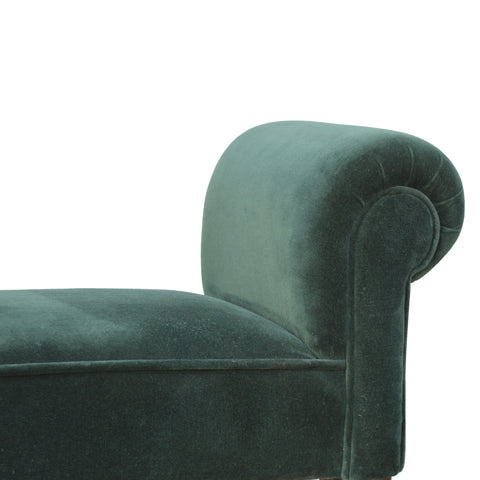 Elegant Velvet Hallway Bench with Cotton Velvet Fabric and Turned Legs in Emerald Green