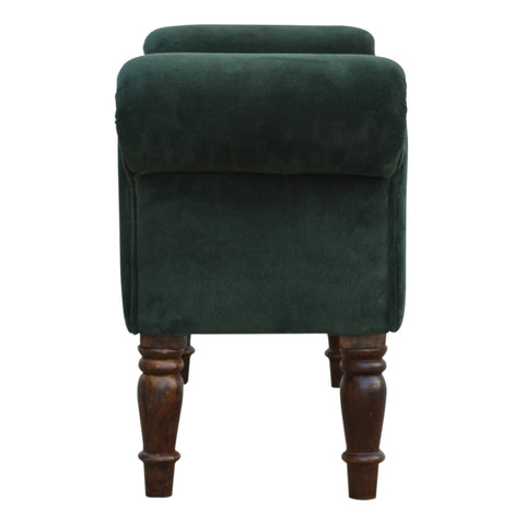 Elegant Velvet Hallway Bench with Cotton Velvet Fabric and Turned Legs in Emerald Green