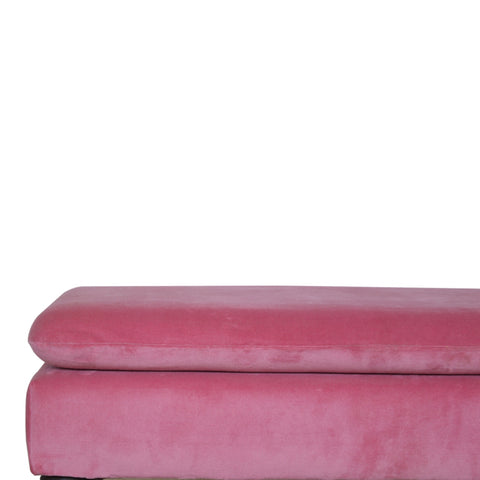 Exquisite Hallway Bench with Castor Feet and Velvet Fabric in Pink