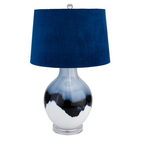Stylish Ceramic Table Lamp with Unique Dipped Blue and White Glaze