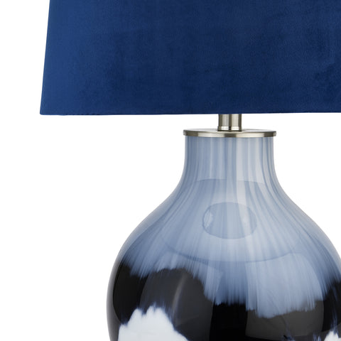 Stylish Ceramic Table Lamp with Unique Dipped Blue and White Glaze