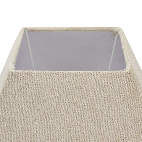 Simple and Elegant Neutral Linen Table Lamp with Grey Washed Wood Fluted base