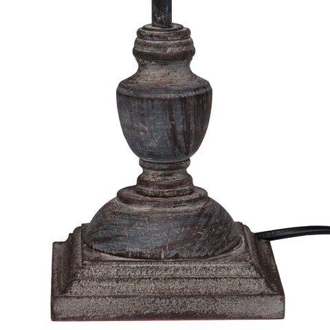 Elegant Neutral Linen Table Lamp with a Grey Washed Wood Base