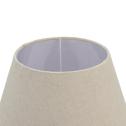 Simple and Elegant Neutral Linen Table Lamp with Grey Washed Wood Urn base