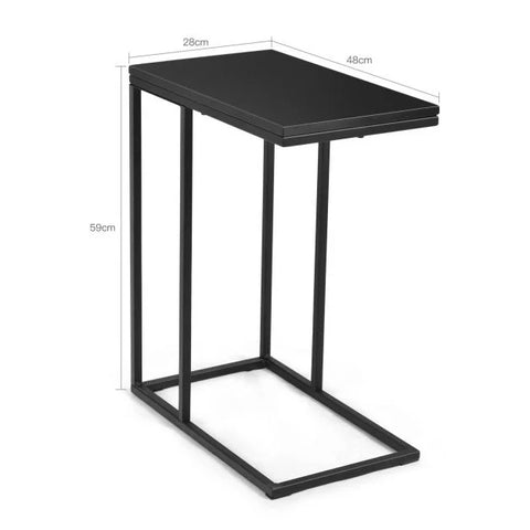 Compact and Tall Side Table with C-Shape and Industrial Design in Black