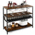 Industrial style Wine and Liquor Cabinet with 4 Storage Tiers in Rustic Brown