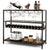 Industrial style Wine and Liquor Cabinet with 4 Storage Tiers in Rustic Brown