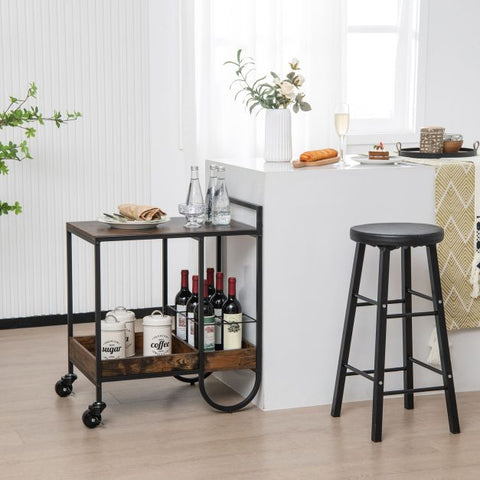 Spacious Serving Cart with Exquisite Rustic Appeal and Movable Wheels
