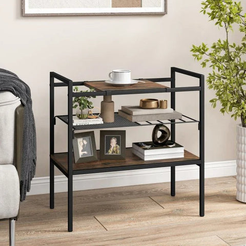 Elegant Side Table with Removable Storage Shelf and Natural Industrial Design