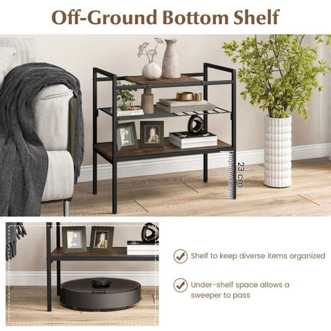 Elegant Side Table with Removable Storage Shelf and Natural Industrial Design