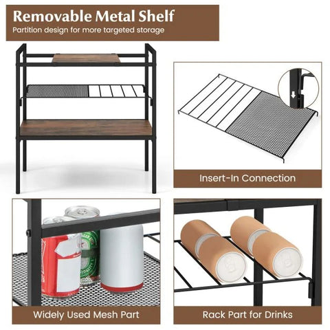 Elegant Side Table with Removable Storage Shelf and Natural Industrial Design