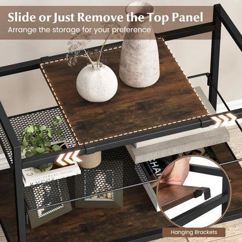 Elegant Side Table with Removable Storage Shelf and Natural Industrial Design