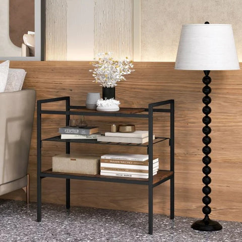 Elegant Side Table with Removable Storage Shelf and Natural Industrial Design