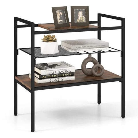 Elegant Side Table with Removable Storage Shelf and Natural Industrial Design