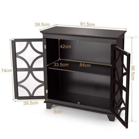 Classic Spacious Kitchen Sideboard with Adjustable Shelf and Wooden Door Pattern
