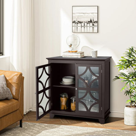 Classic Spacious Kitchen Sideboard with Adjustable Shelf and Wooden Door Pattern