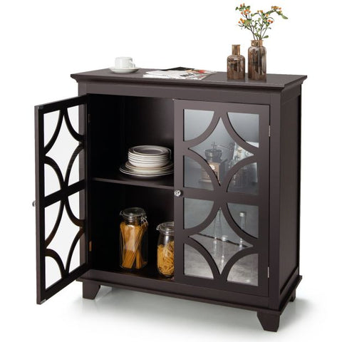 Classic Spacious Kitchen Sideboard with Adjustable Shelf and Wooden Door Pattern