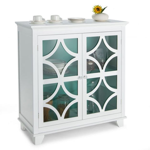 Classic Spacious Kitchen Sideboard with Adjustable Shelf and Wooden Door Pattern