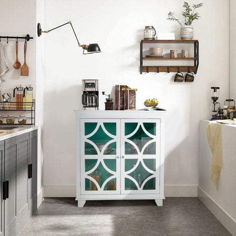 Classic Spacious Kitchen Sideboard with Adjustable Shelf and Wooden Door Pattern