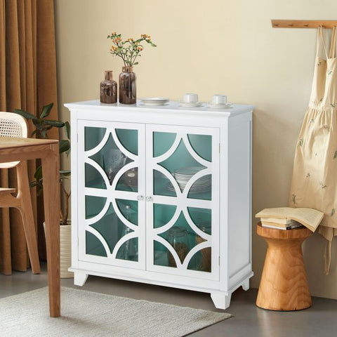Classic Spacious Kitchen Sideboard with Adjustable Shelf and Wooden Door Pattern