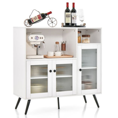 Rustic Style Spacious Kitchen Cabinet with Industrial Appeal and Tempered Glass Doors