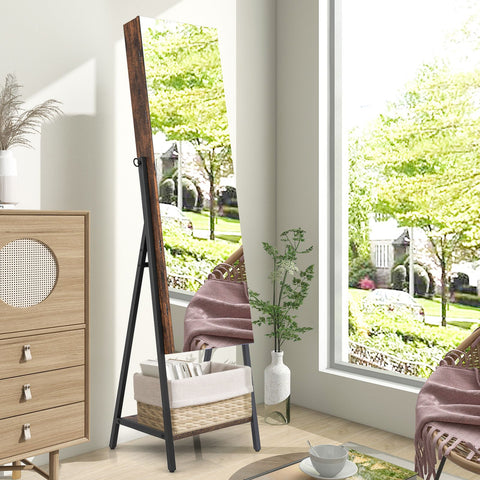 Edgeless Standing Jewellery Mirror with Storages, Shelve, Lock and Internal Mirror with LED