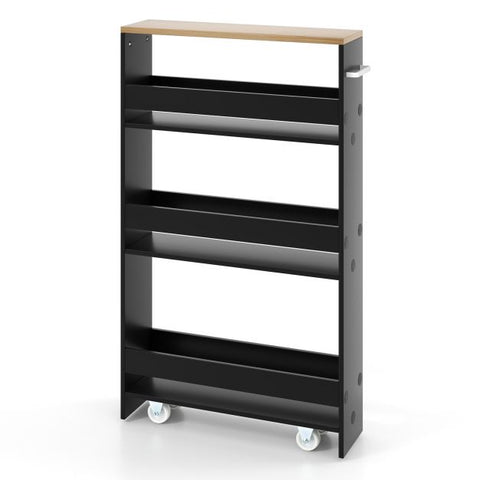 Compact and Simple Storage Cart with Slide-out Feature and Rolling Wheels