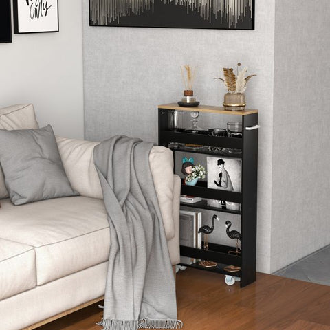 Compact and Simple Storage Cart with Slide-out Feature and Rolling Wheels