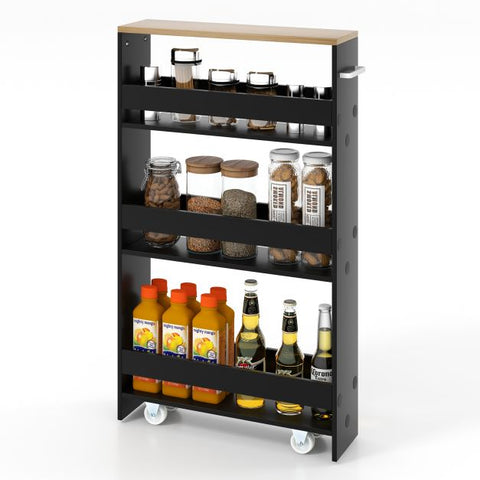 Compact and Simple Storage Cart with Slide-out Feature and Rolling Wheels
