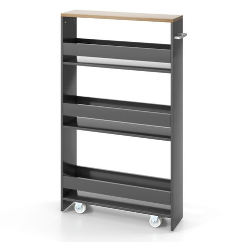 Compact and Simple Storage Cart with Slide-out Feature and Rolling Wheels
