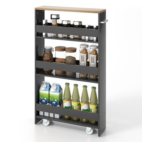 Compact and Simple Storage Cart with Slide-out Feature and Rolling Wheels