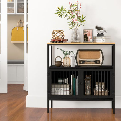 Multi-Functional Kitchen Sideboard with Heavy-Duty Metal Design and Spacious Design