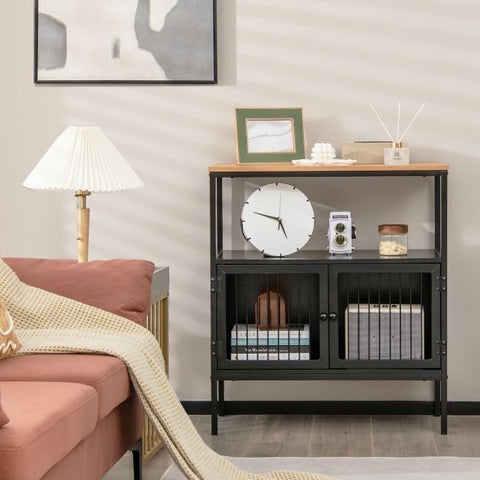 Multi-Functional Kitchen Sideboard with Heavy-Duty Metal Design and Spacious Design
