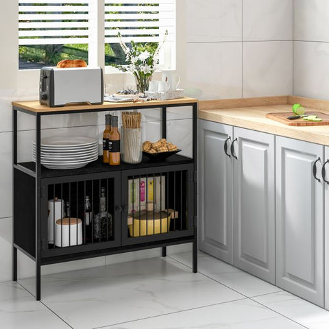 Multi-Functional Kitchen Sideboard with Heavy-Duty Metal Design and Spacious Design