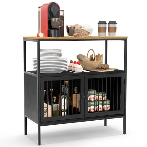 Multi-Functional Kitchen Sideboard with Heavy-Duty Metal Design and Spacious Design
