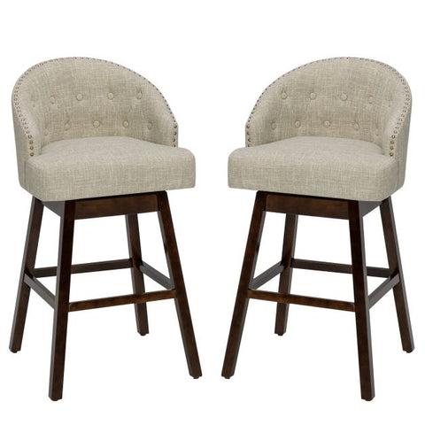 360 Degree Set of 2 Linen Bar Stools
