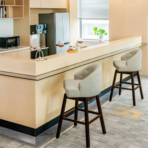 360 Degree Set of 2 Linen Bar Stools